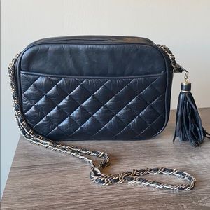 Black leather Saks Fifth Avenue crossbody purse